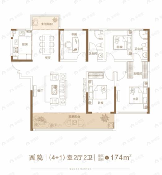 4室2厅2卫建面174平undefined户型图