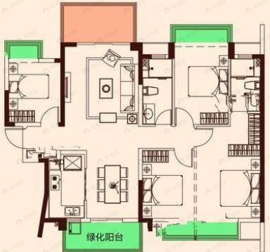 龙光玖誉湖4室2厅2卫户型图