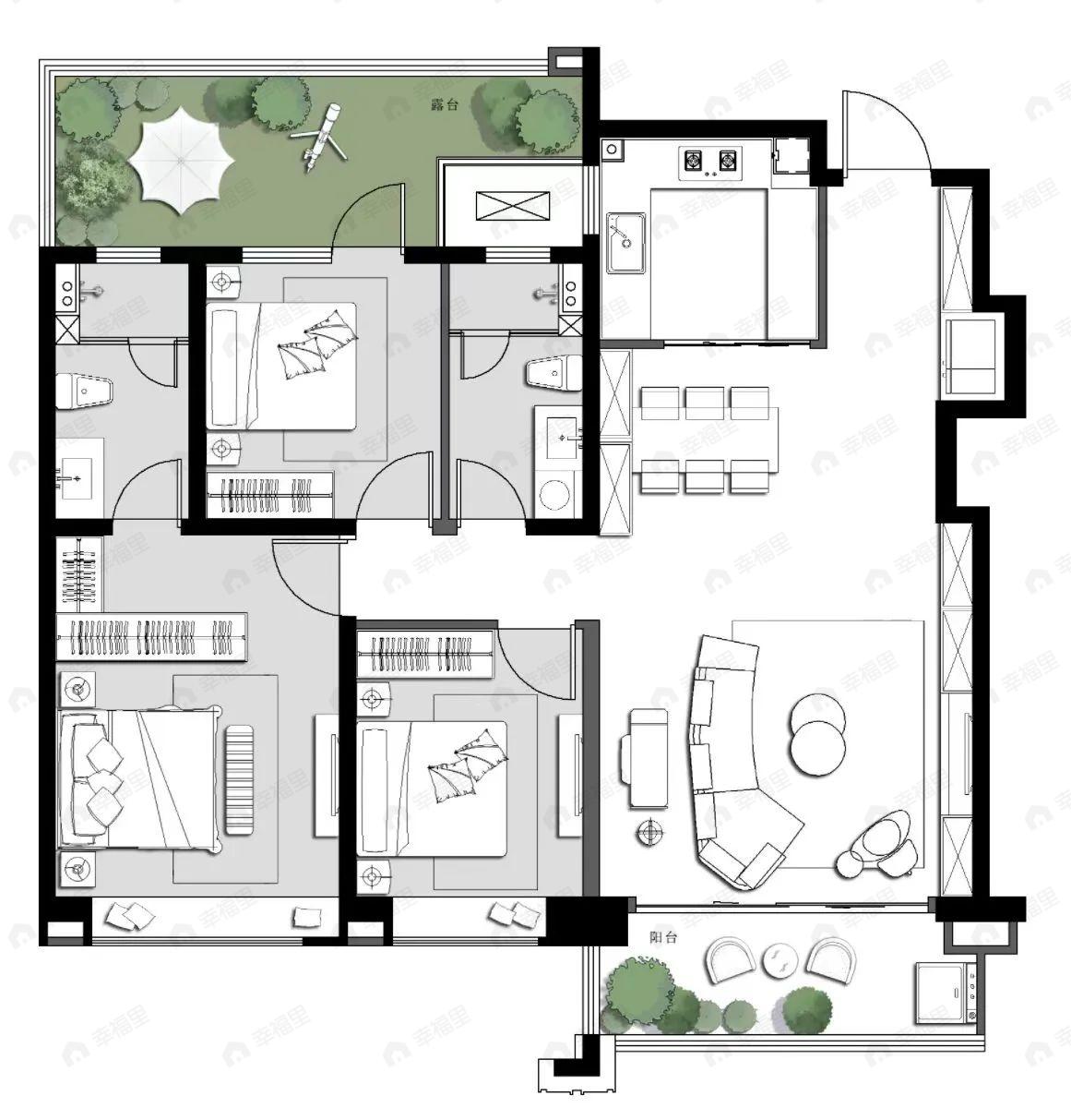 绿城春鸣里3室2厅2卫户型图