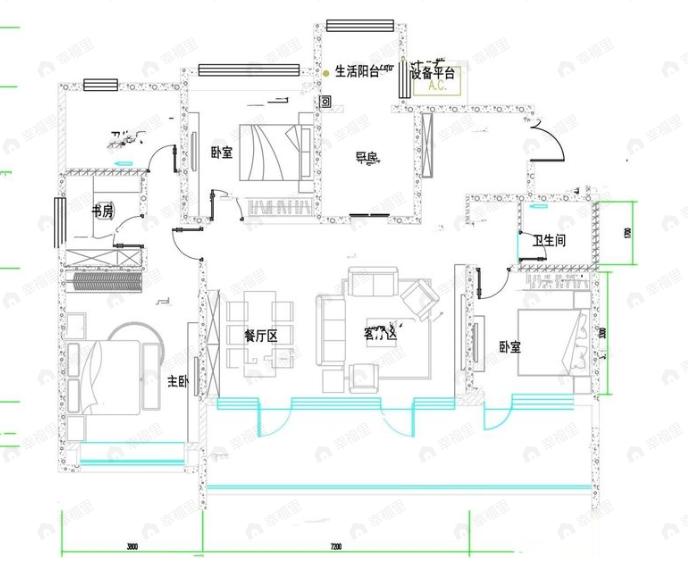 4室2厅2卫建面174平户型图