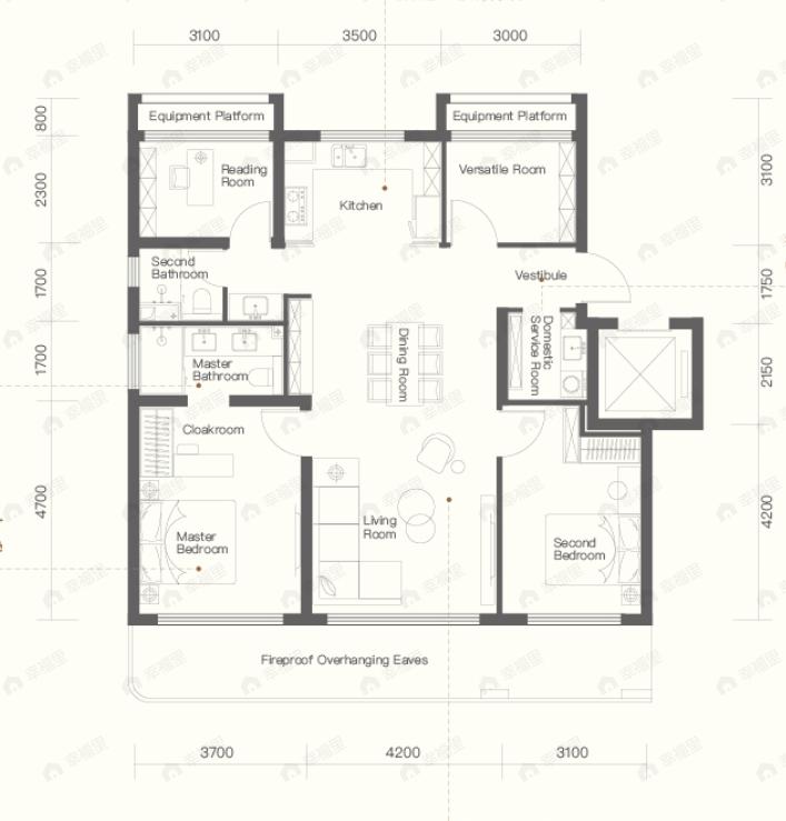 4室2厅2卫建面126平户型图