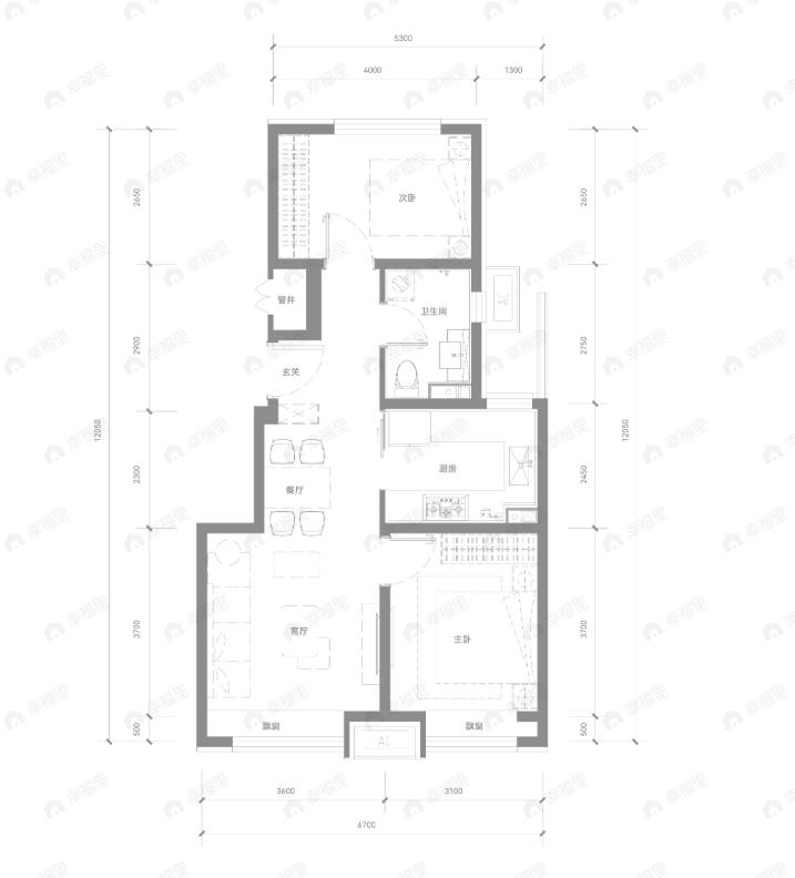 燕京府2室2厅1卫户型图