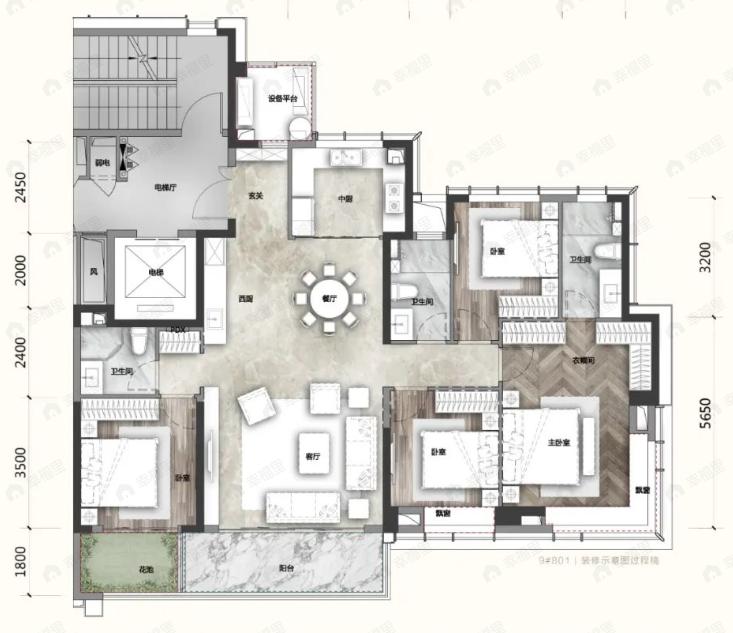 建发璞云4室2厅3卫户型图