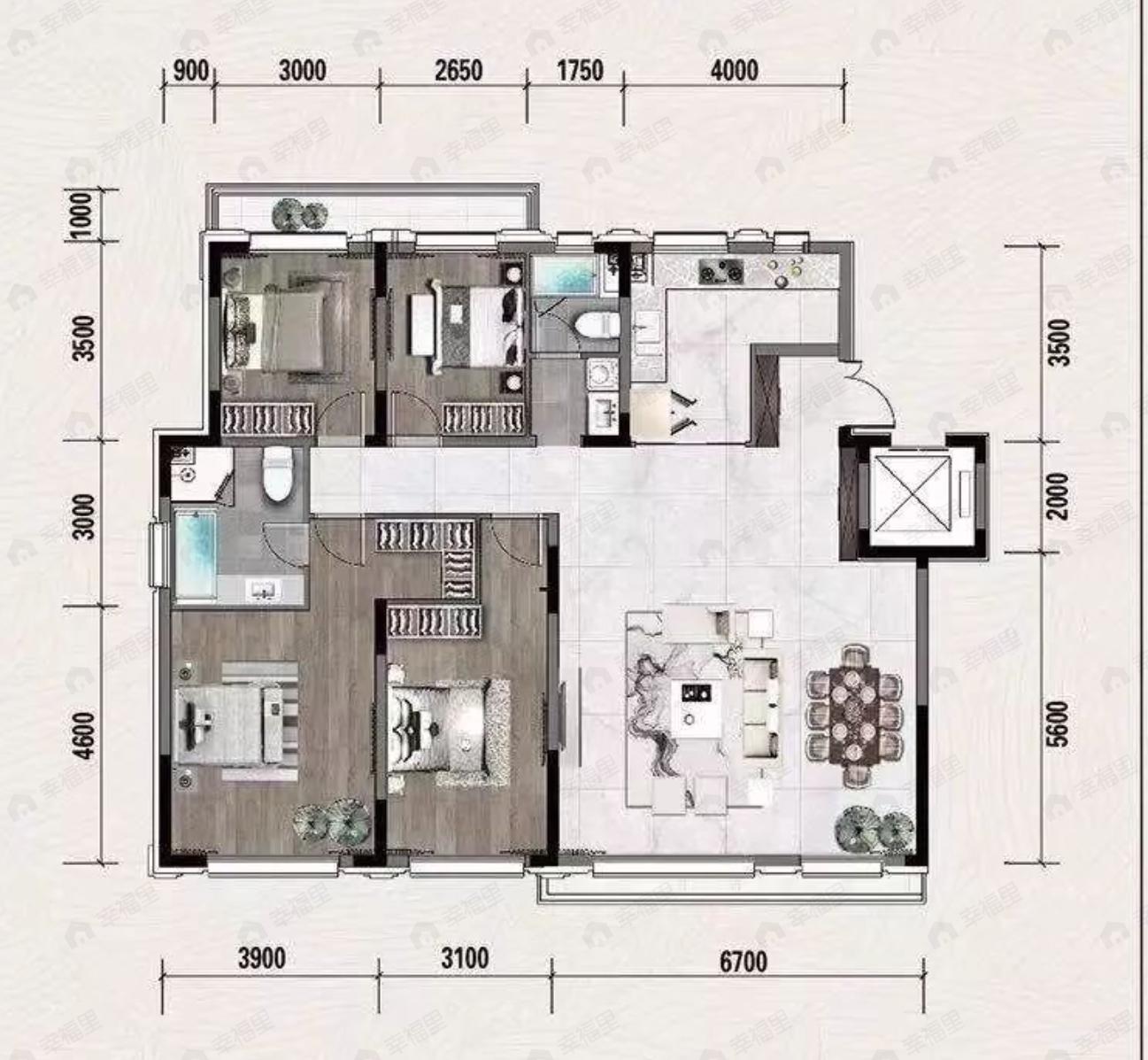 汇置尚岛4室2厅2卫户型图