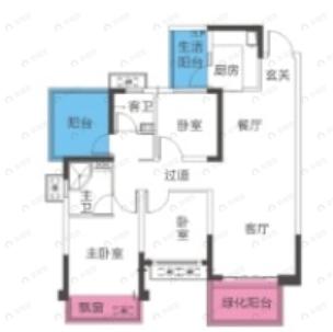 盛邦珑悦3室2厅2卫户型图