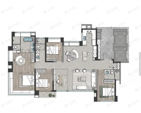 建发-五缘鲤4室3厅3卫户型图