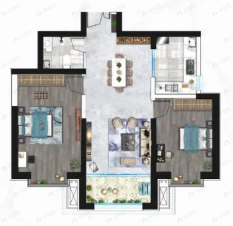 璞悦湾2室2厅1卫户型图