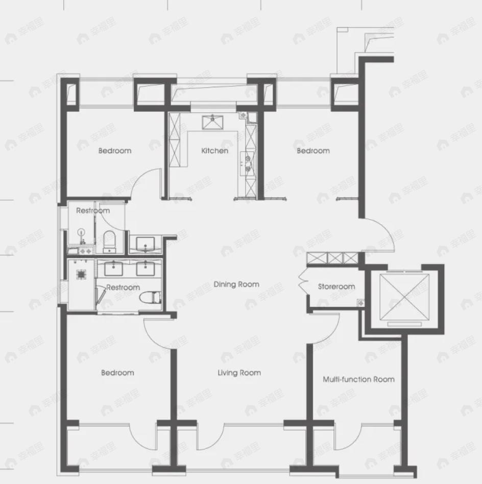 4室2厅2卫建面145m²南|北户型图