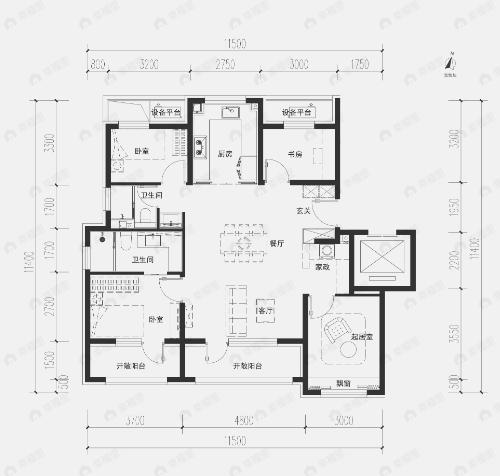 4室2厅2卫建面116平undefined户型图