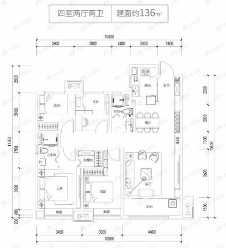 中铁诺德逸宸云著3室2厅2卫户型图