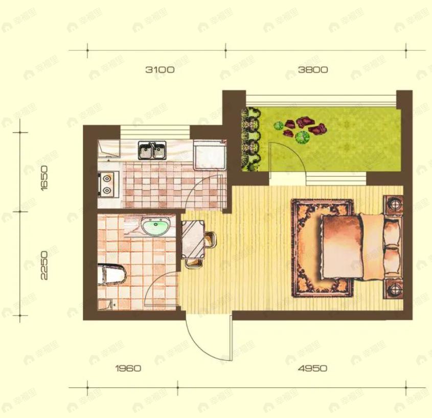 七星九龙湾1室1厅1卫户型图