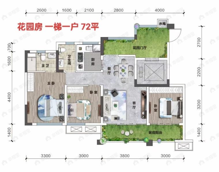 溪江阅3室2厅2卫户型图