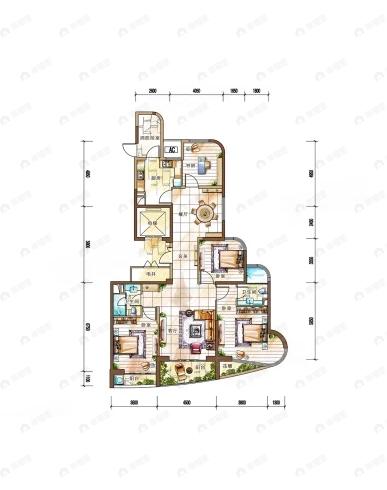 4室2厅2卫建面187平东户型图