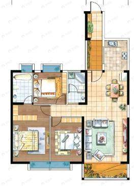 中通世纪峯荟花园3室2厅2卫户型图