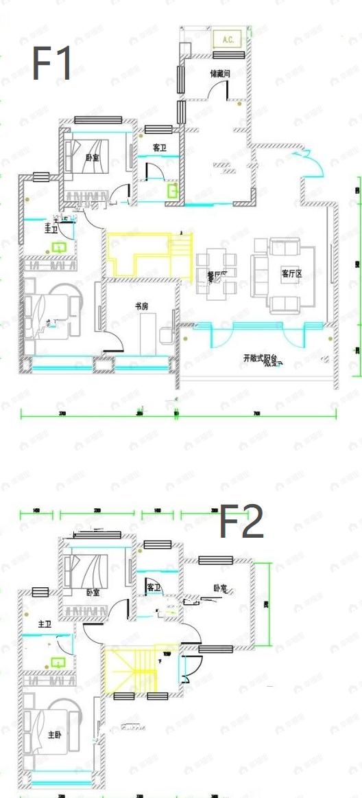 6室2厅4卫建面241平南|北户型图