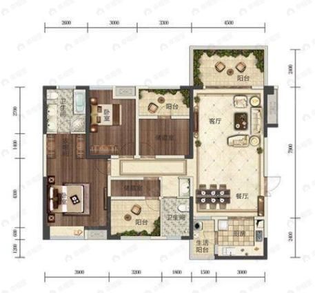 4室2厅2卫建面146平南户型图