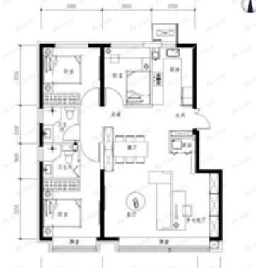 3室2厅2卫建面115平户型图
