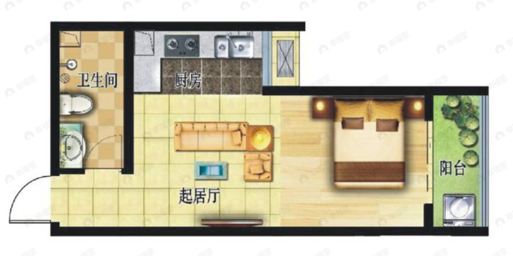 皇城九号1室1厅1卫户型图