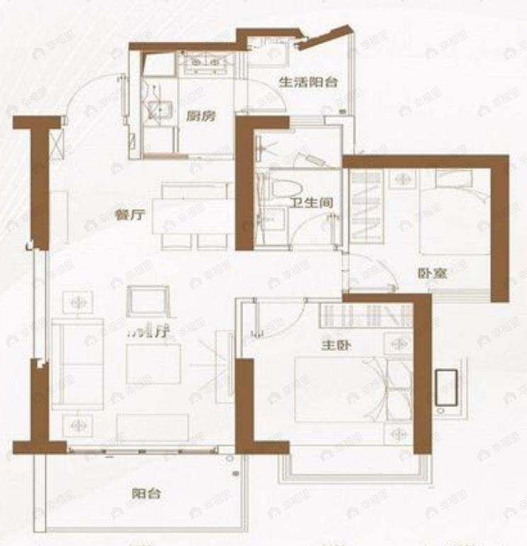 丰华汇2室2厅1卫户型图