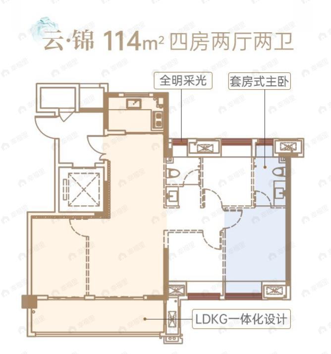榕发北源云筑/云启4室2厅2卫户型图