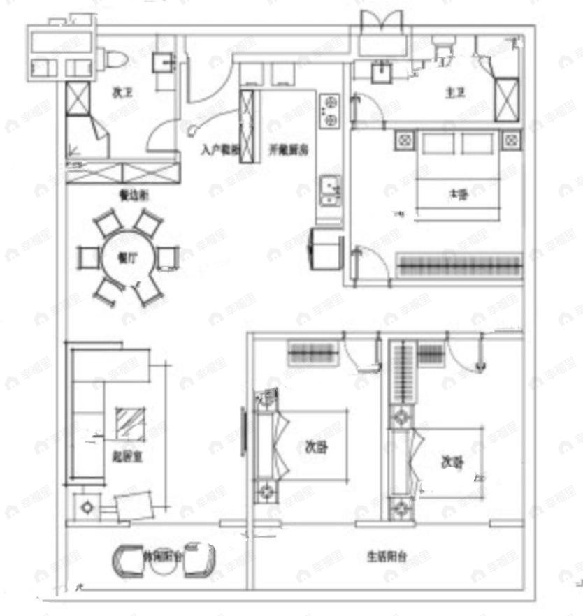 3室2厅2卫建面113平东南户型图