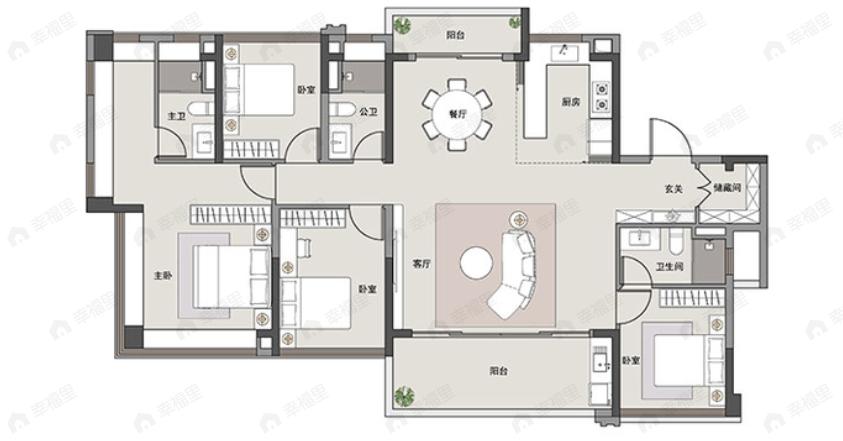 国贸云上4室2厅3卫户型图