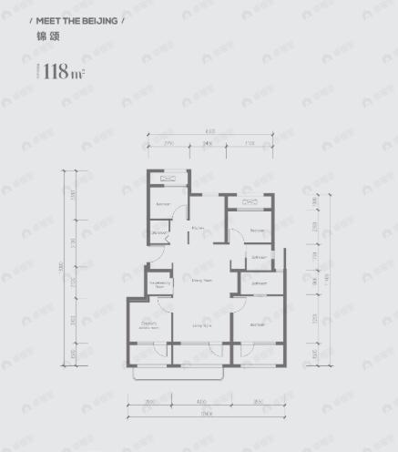 4室2厅2卫建面118平户型图