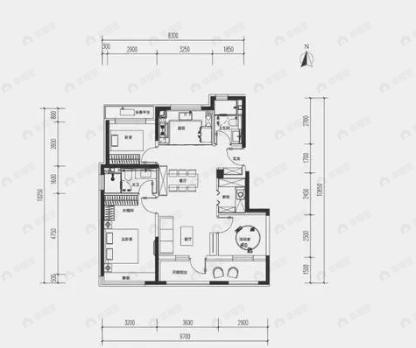 北京国贤府3室2厅2卫户型图