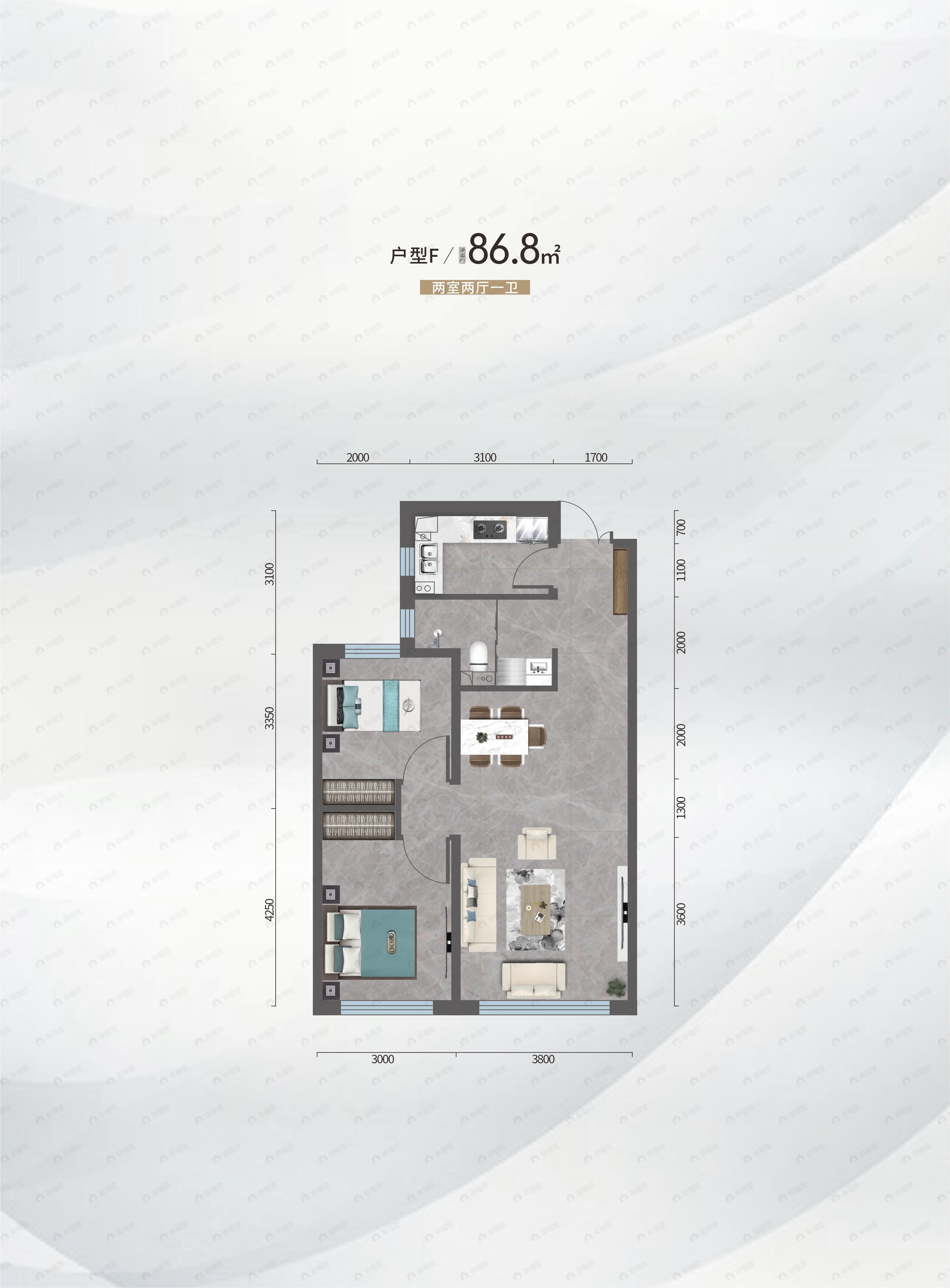 金港湾2室2厅1卫户型图