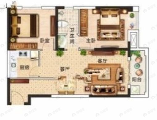 2室2厅1卫建面83平户型图