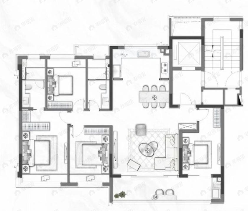 4室2厅2卫建面143平户型图