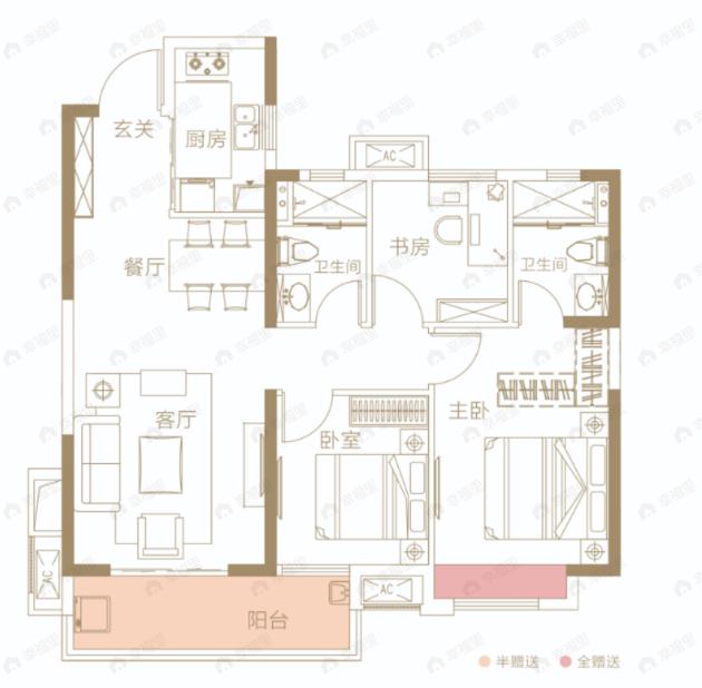 江印3室2厅2卫户型图