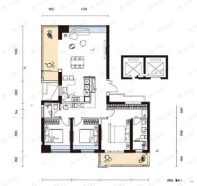 武汉城建中央雲璟3室2厅2卫户型图