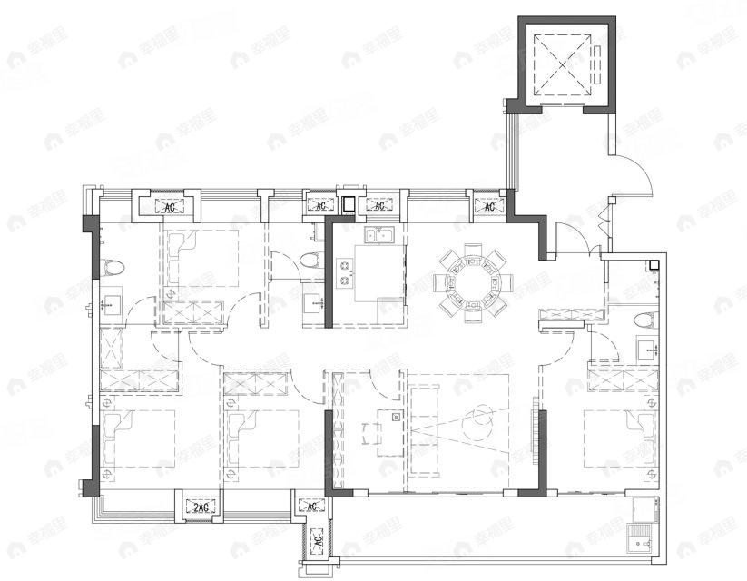 5室2厅3卫建面148平南户型图