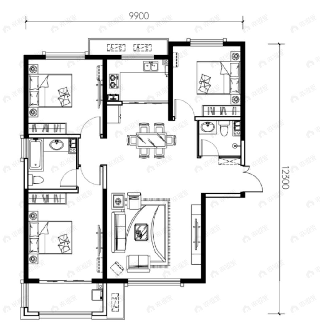 宸阅澜山3室2厅2卫户型图