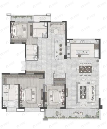 远洋万和云著4室2厅3卫户型图