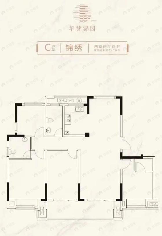 华梦锦园4室2厅2卫户型图