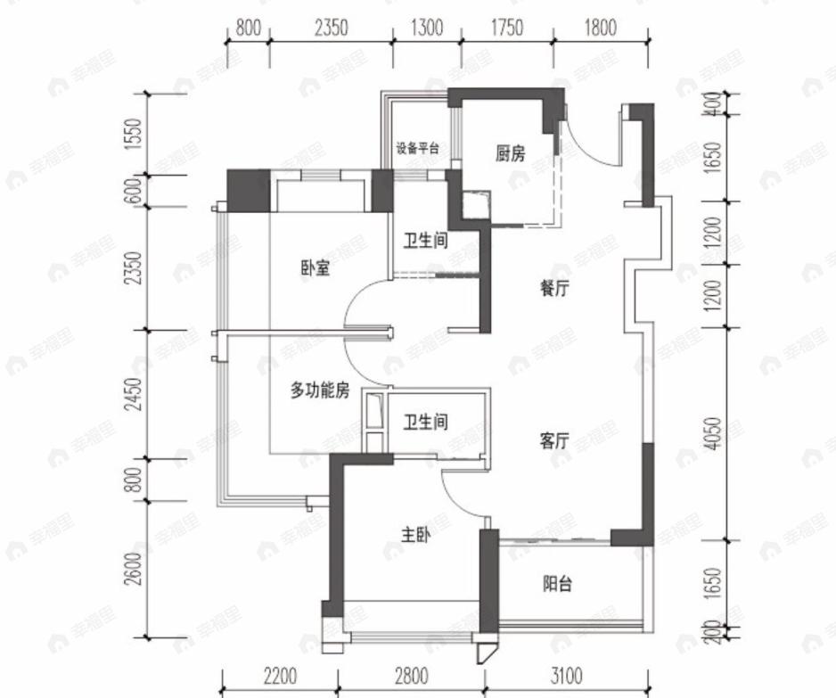金光华溪山禾玺3室2厅2卫户型图