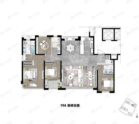 湿地公园TOD璞瑞4室2厅3卫户型图