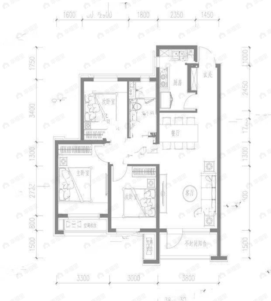 融创观澜壹号3室2厅1卫户型图