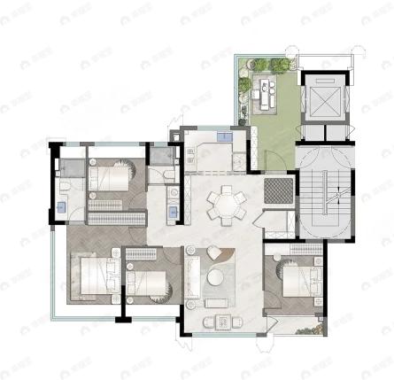 4室2厅2卫建面125平户型图