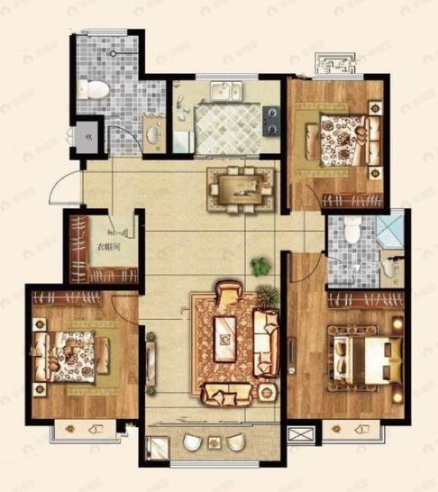 霖源华府3室2厅2卫户型图