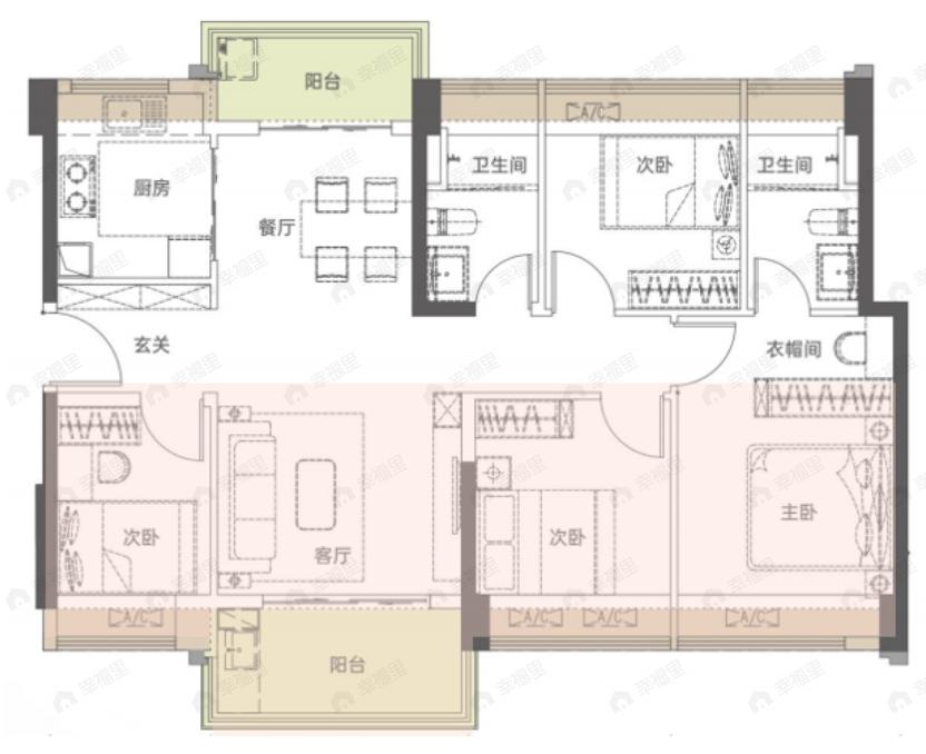 翰林华庭4室2厅2卫户型图