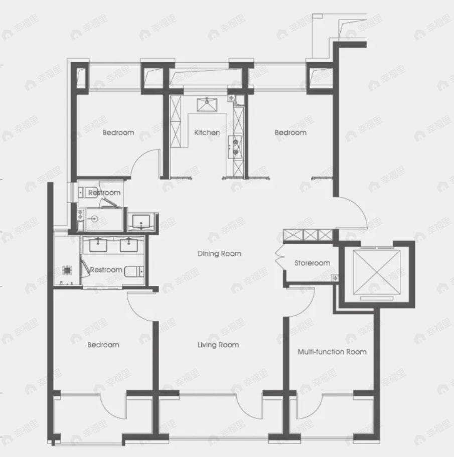 4室2厅2卫建面137m²南|北户型图