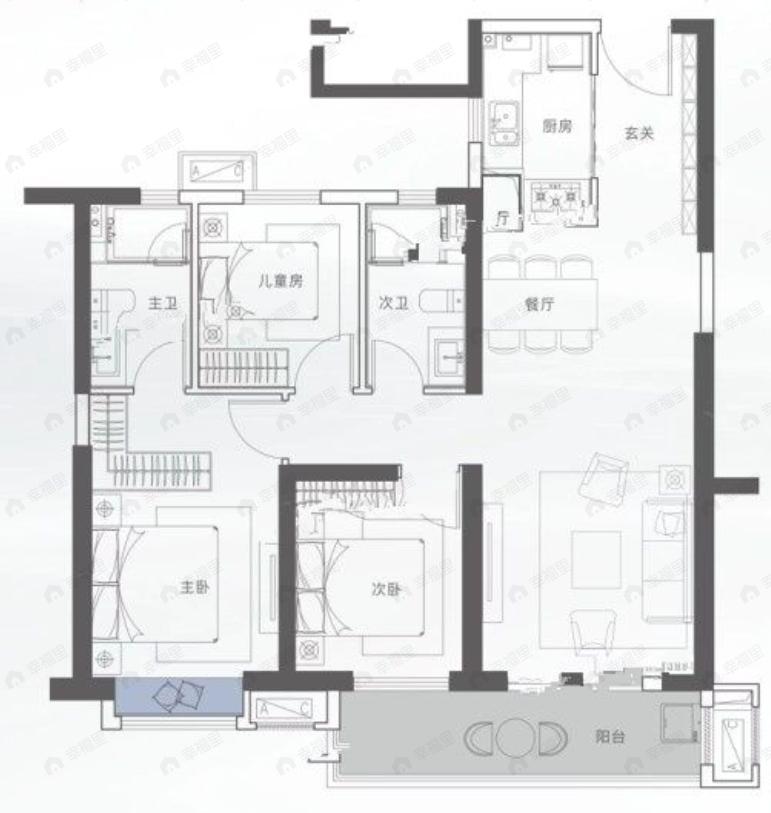 江印3室2厅2卫户型图