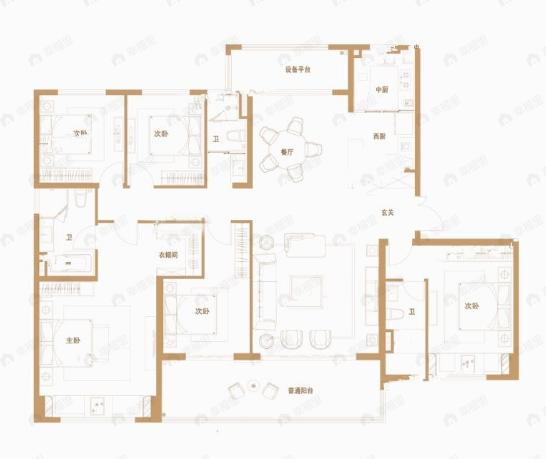 新安碧桂园5室2厅3卫户型图