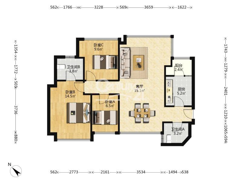 整租·湖畔天下(一期)